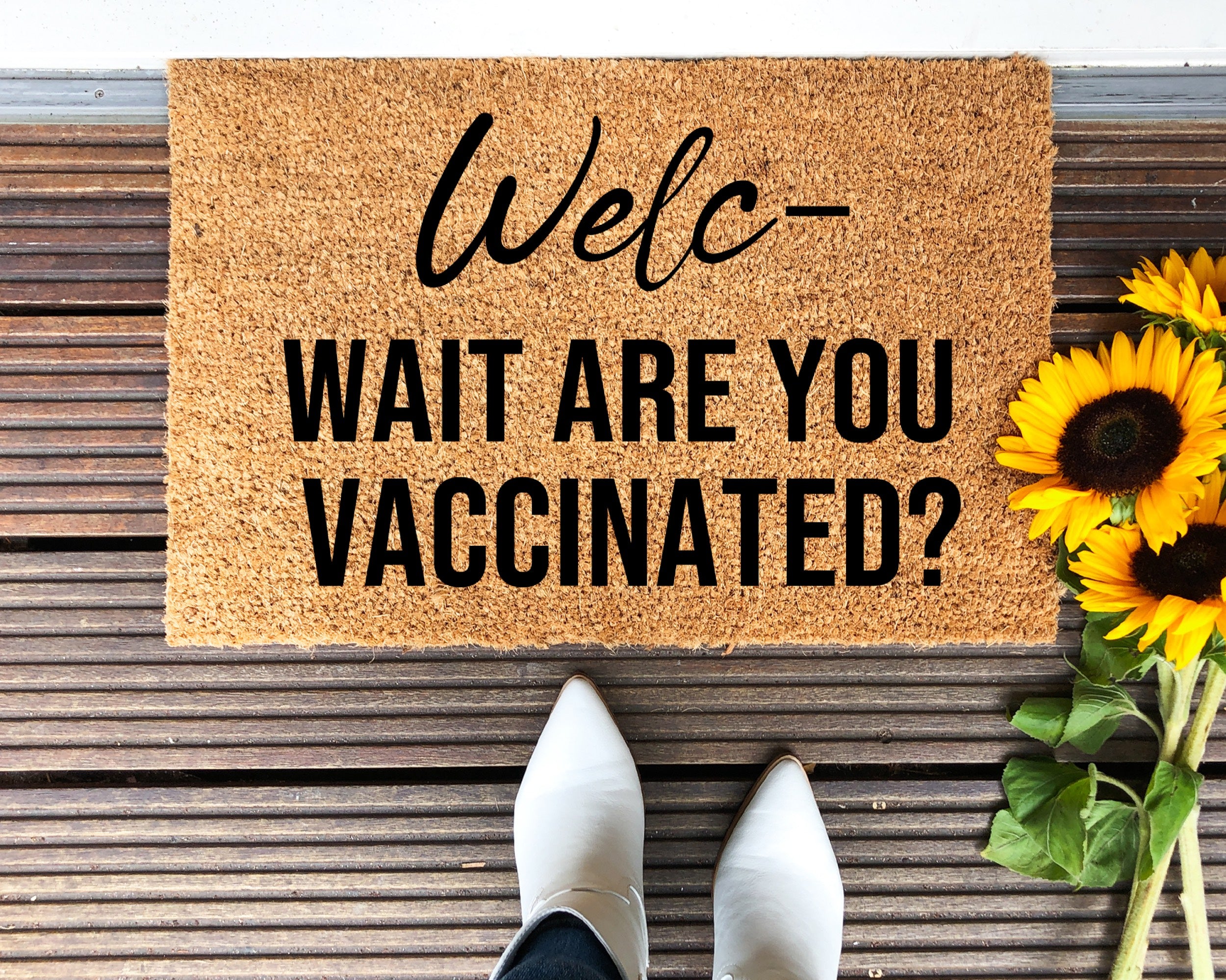 Personalized Doormat Wait Are You Vaccinated Funny Door Mat