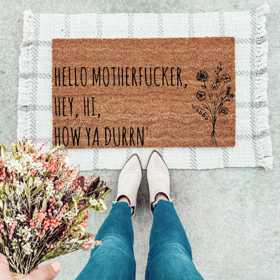 Hello Motherfucker Floral Doormat - The Simply Rustic Barn