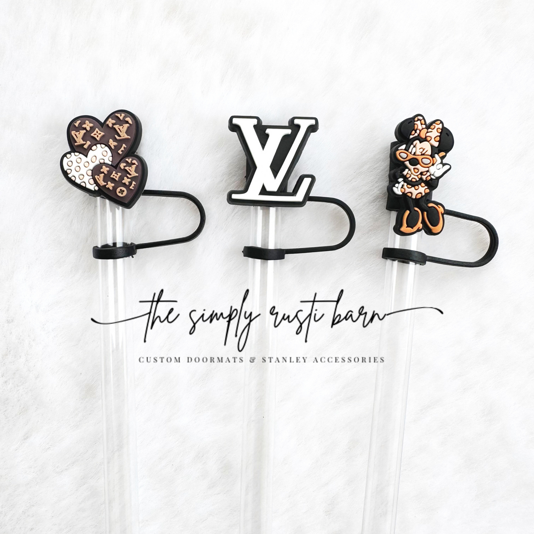 Brown LV Hearts, Black & White LV, Brown Minnie Straw Toppers - The Simply Rustic Barn