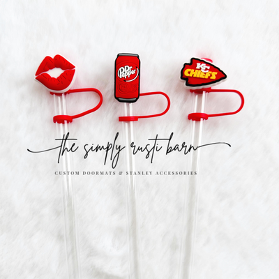 Red Lips, Dr. Pepper, KC Chiefs Straw Toppers - The Simply Rustic Barn