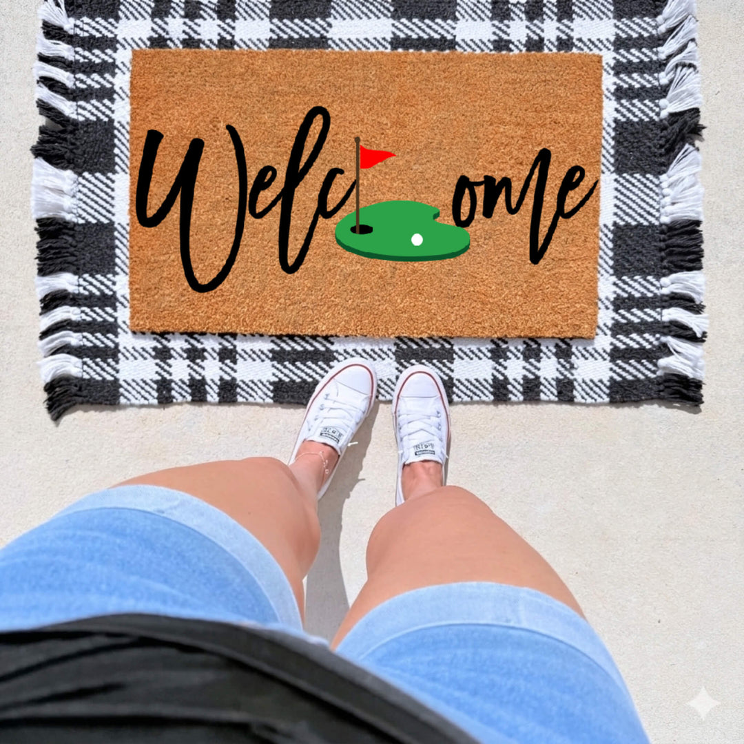 Golf Doormat welcome mat with golf hole design