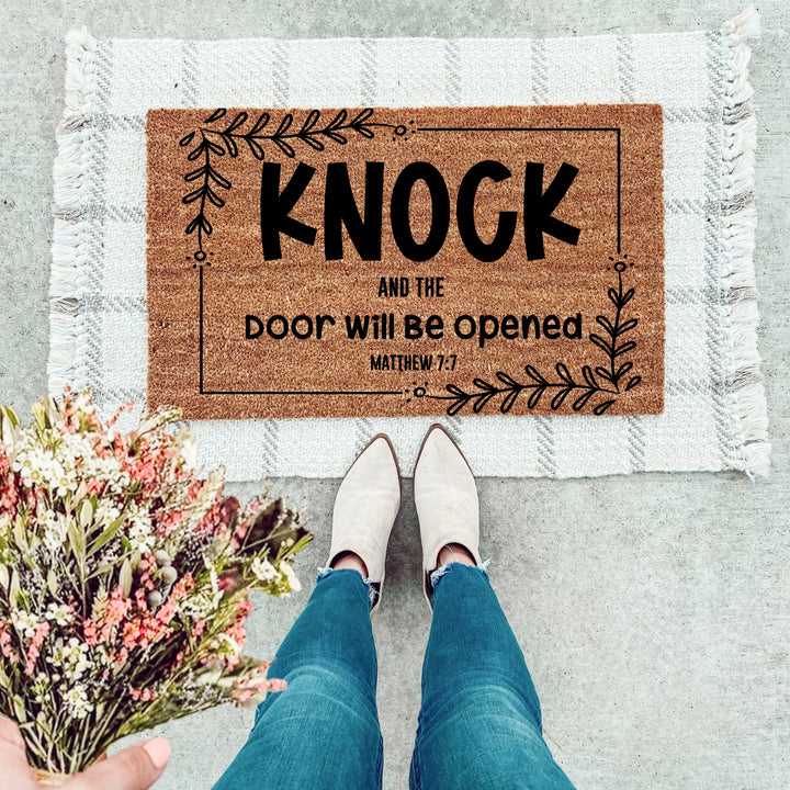 Knock And The Door Will Be Opened Doormat