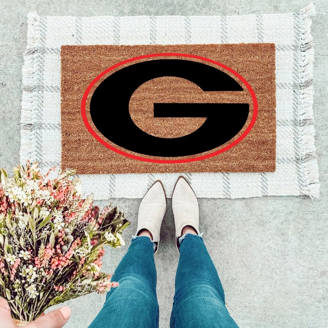 Black And Red G Doormat - The Simply Rustic Barn