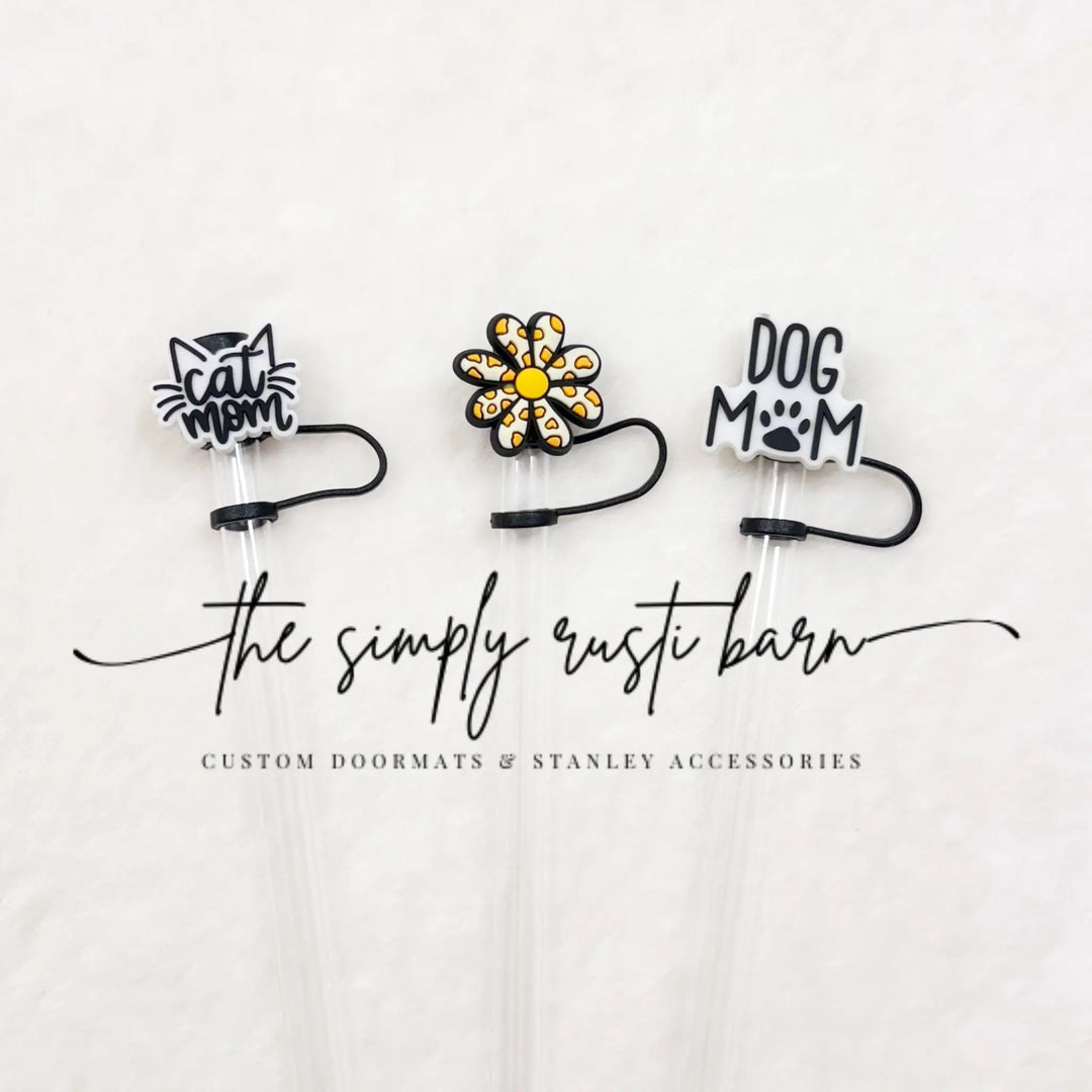 Cat Mom, Polka Dot Flower, Dog Mom Straw Topper - The Simply Rustic Barn