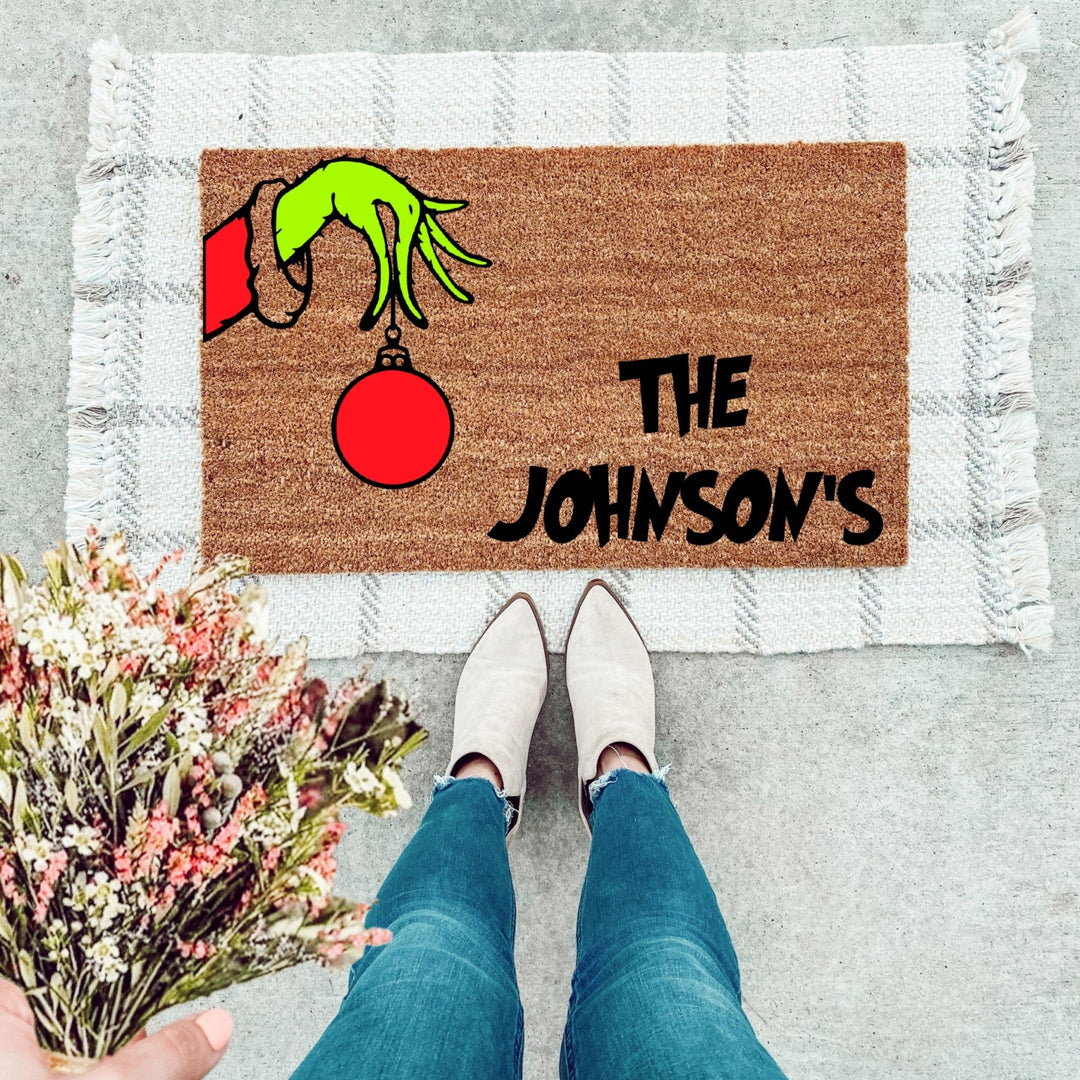 Christmas Themed Family Name Doormat - The Simply Rustic Barn