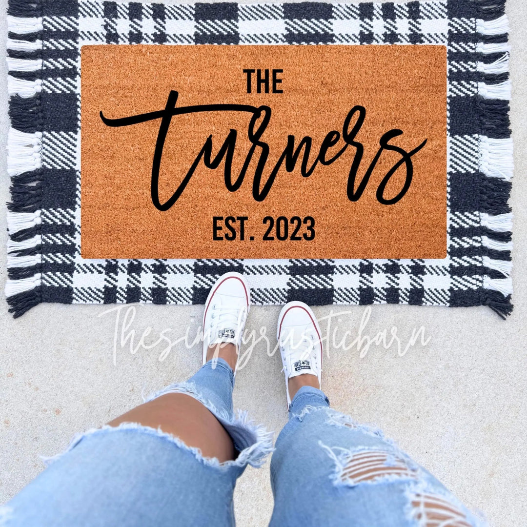 Family Name W/ Est Doormat - The Simply Rustic Barn