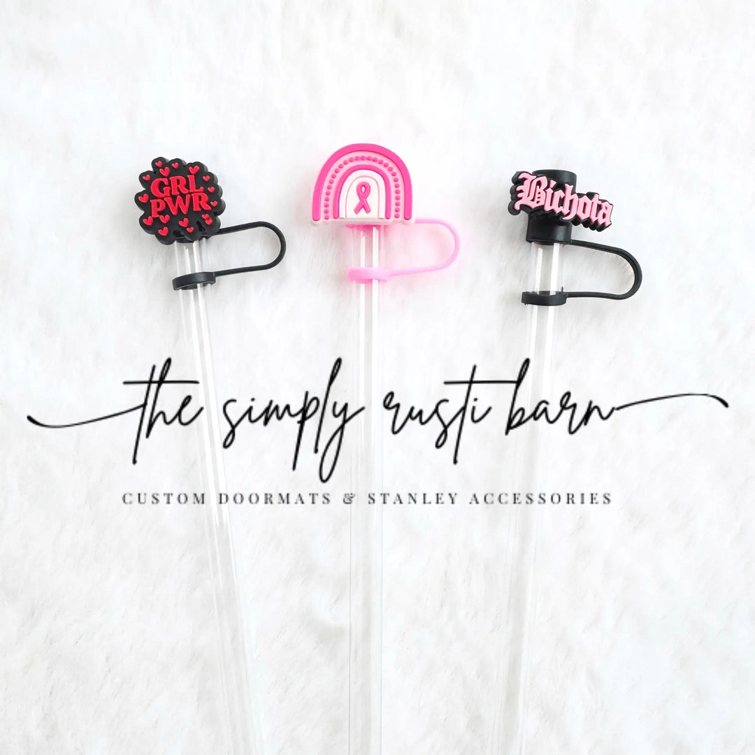 Girl Power, Breast Cancer Awareness, Biotcha Straw Toppers - The Simply Rustic Barn