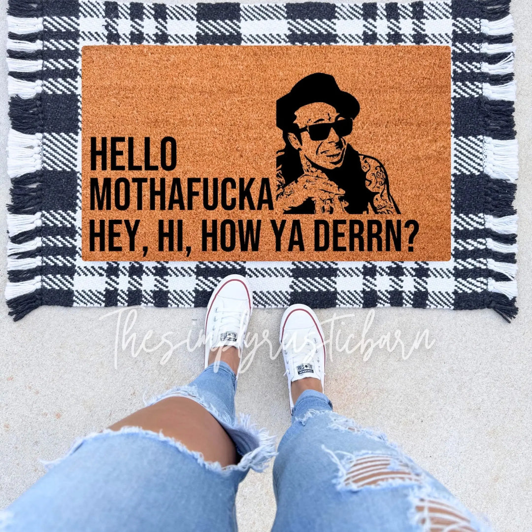 Hey Hi How Ya Deern? Words W/Portrait Doormat - The Simply Rustic Barn