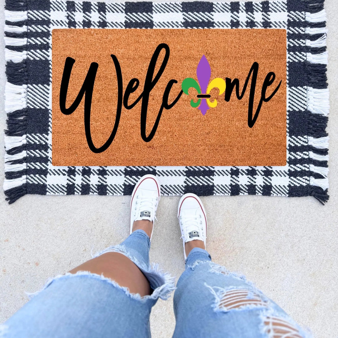 Mardi Gras Welcome Doormat - The Simply Rustic Barn
