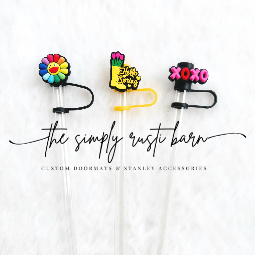 Multicolored Flower, Hello Spring Boot, Xoxo Straw Toppers - The Simply Rustic Barn