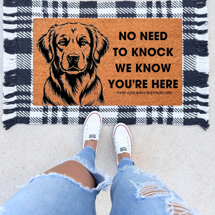 No Need To Knock We Know You're Here Golden Retriever Doormat - The Simply Rustic Barn
