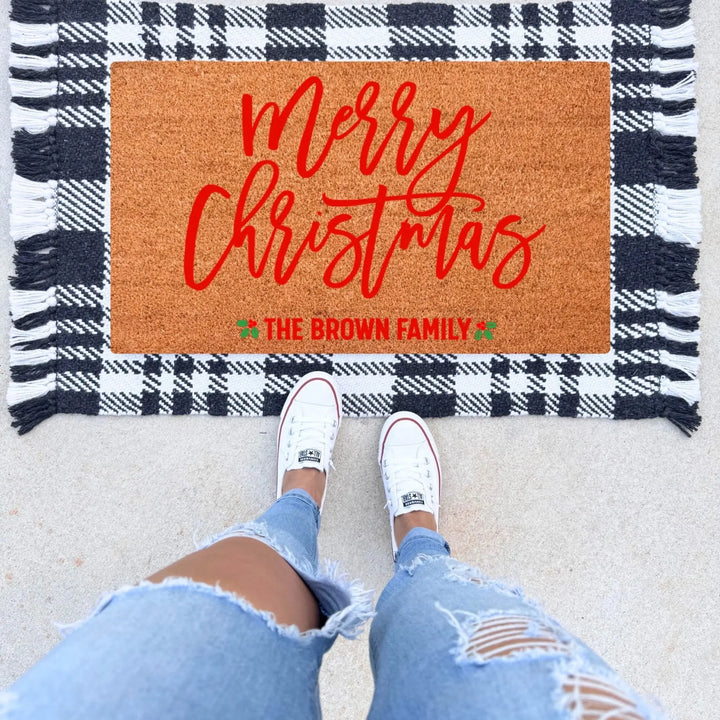 Personalized Merry Christmas Doormat - The Simply Rustic Barn
