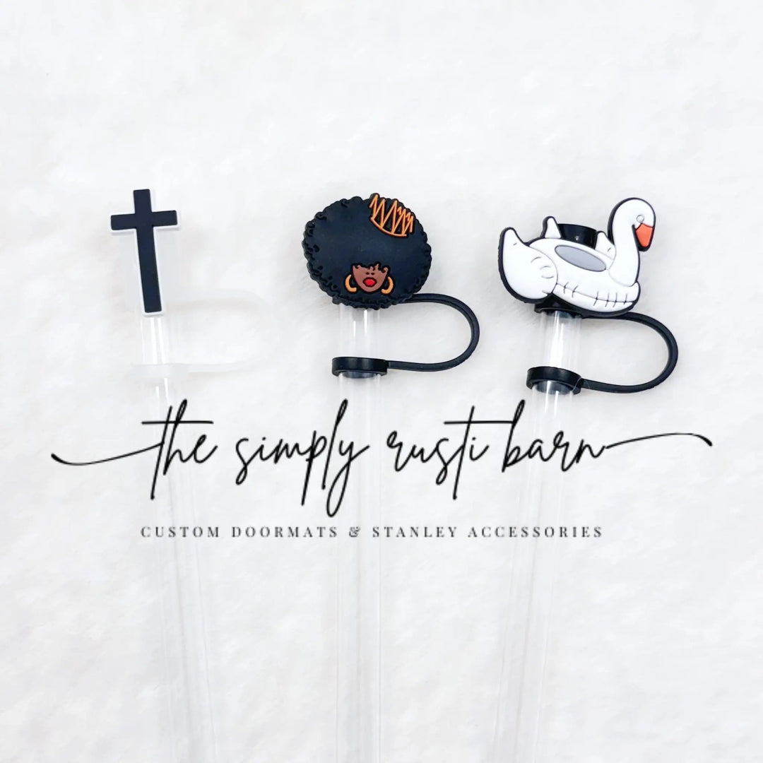 Plain Black Cross, Black Queen, Geese Float Straw Toppers - The Simply Rustic Barn