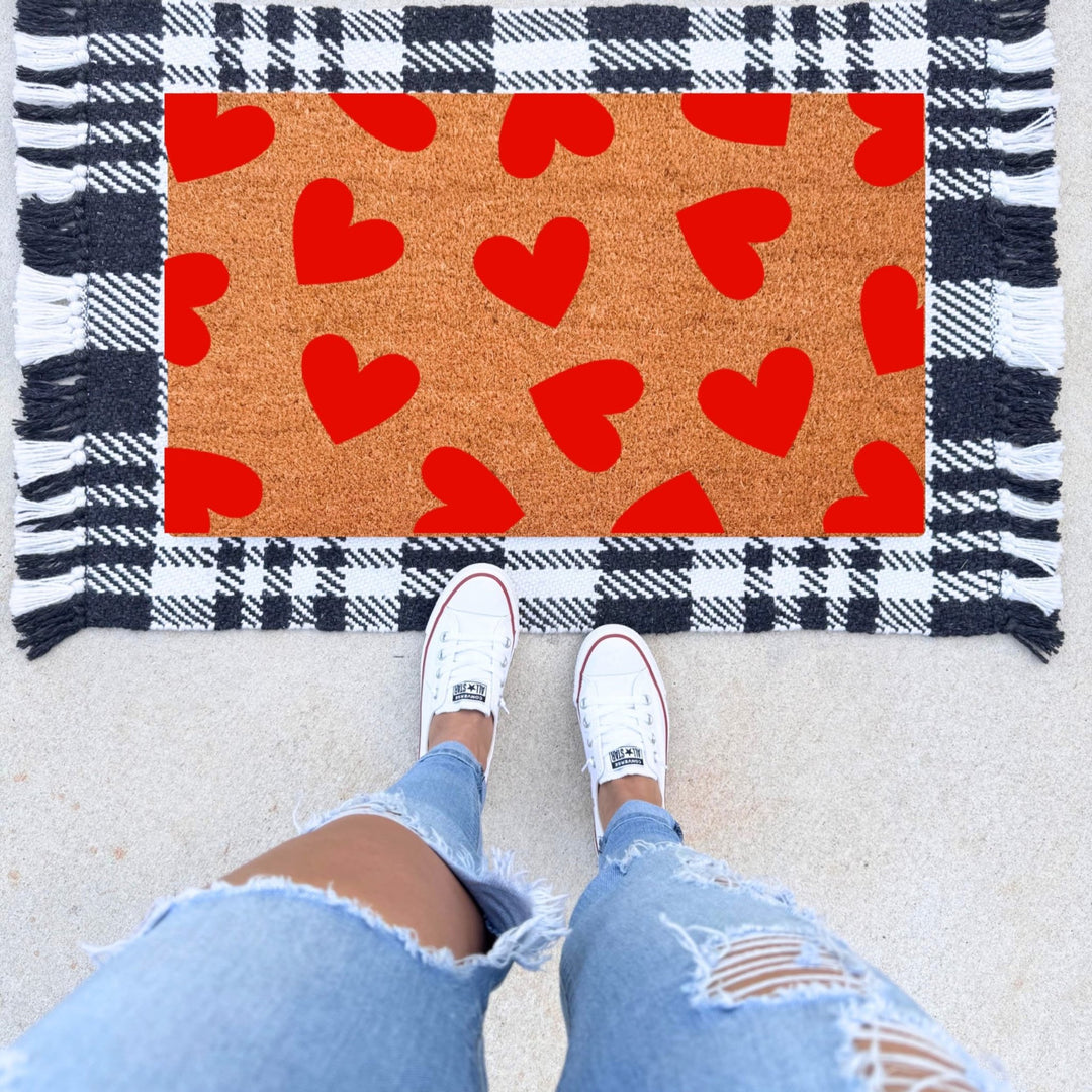 Red Hearts Valentines Day Doormat - The Simply Rustic Barn