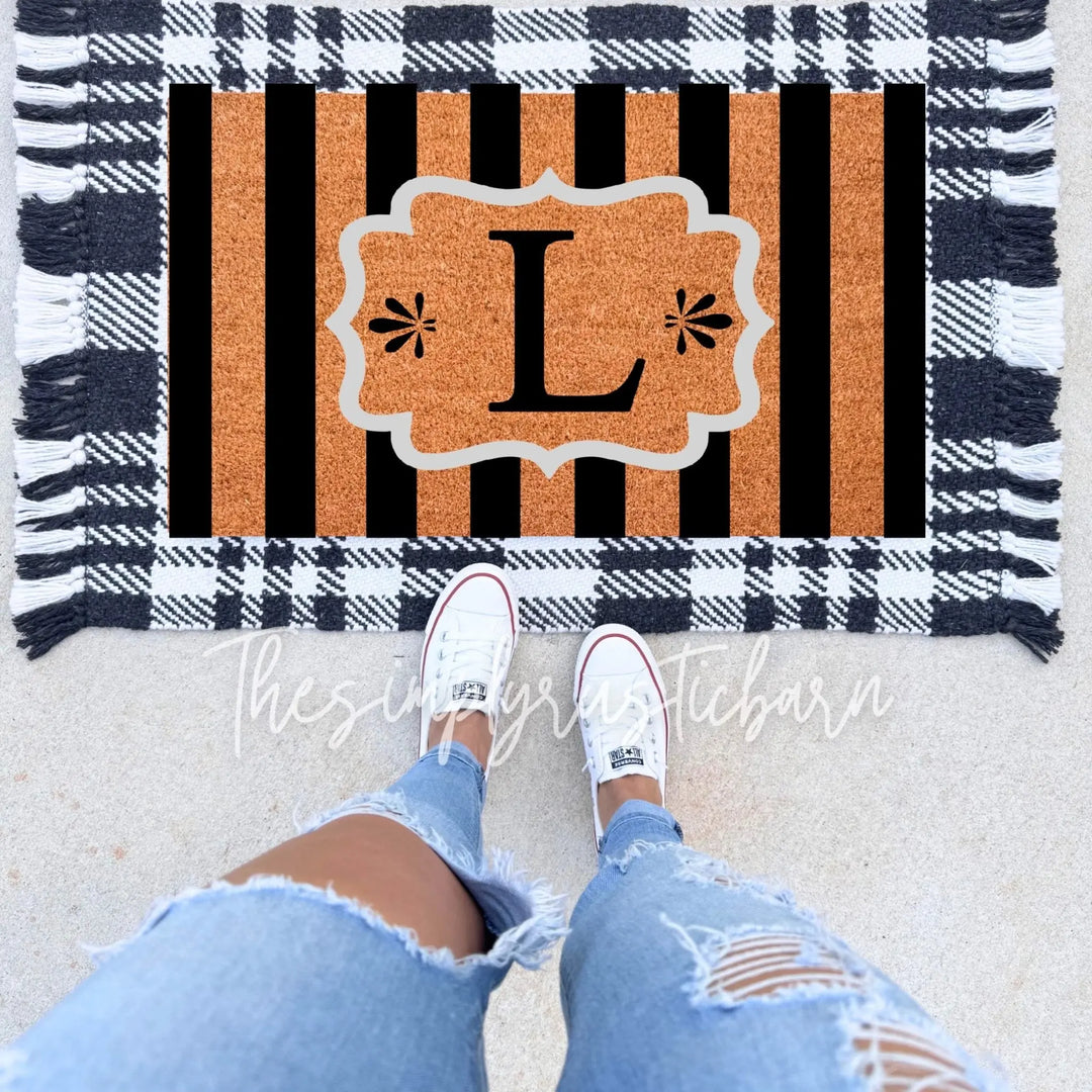 Striped Last Name Personalized Doormat - The Simply Rustic Barn