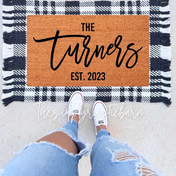 Scripted Family Name Doormat - The Simply Rustic Barn
