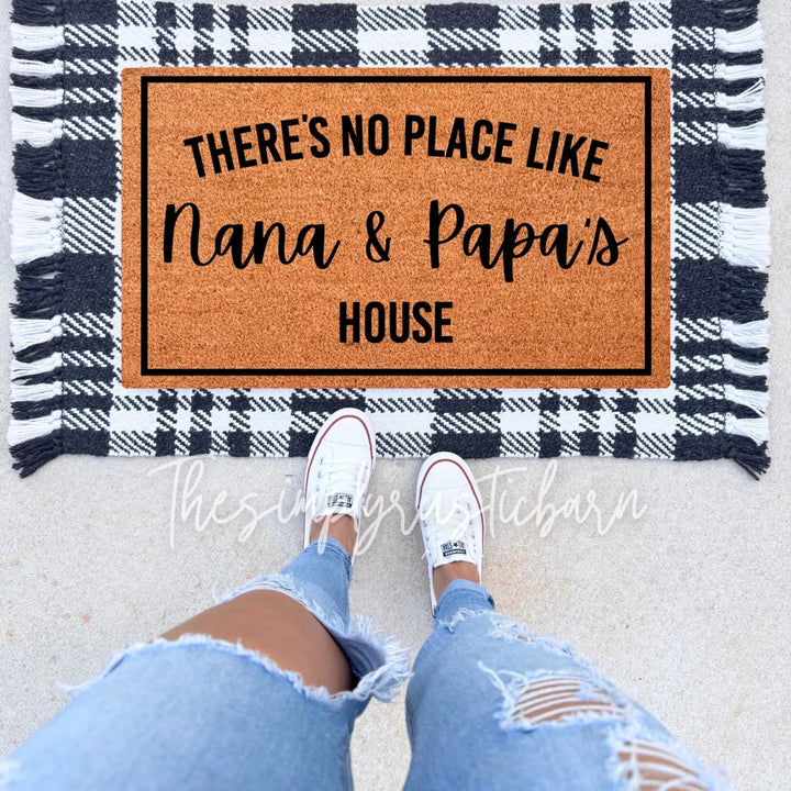 There's No Place Like __&__ W/ Border Doormat - The Simply Rustic Barn