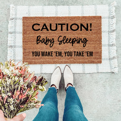 Caution Sleeping Baby Doormat - The Simply Rustic Barn